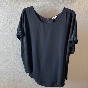 Maurices Black Blouse with Buttoned Sleeves
